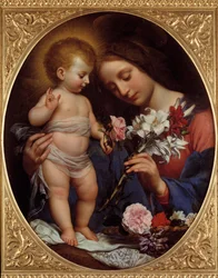 La Vierge au lys. Peinture de Carlo Dolci (1616-1686), 1642. H. 0,79 x 0,65 m, Montpellier, Musée Fabre