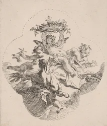 Putti tenant des fleurs