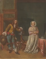 Chasseur rendant visite à une dame