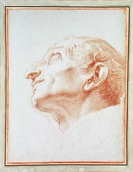 Étude pour la tête de Saint Charles Borromée (craie rouge rehaussée de blanc sur papier bleu)