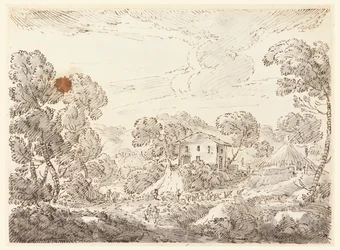 Habitation paysanne dans un pays boisé