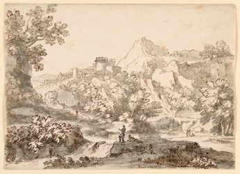 Dessin, Paysage avec ville, 1750-1770