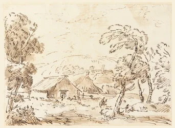 Dessin, Une maison de paysan et un château dans une campagne montagneuse, 1762-1786