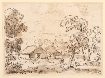 Dessin, Une maison de paysan et un château dans une campagne montagneuse, 1762-1786