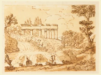 Dessin, Paysage avec ruines de temple, 1770-1786