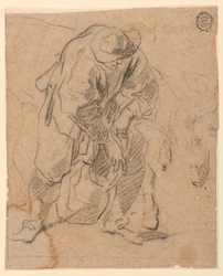 Dessin, paysan avec un sac, 1728-78