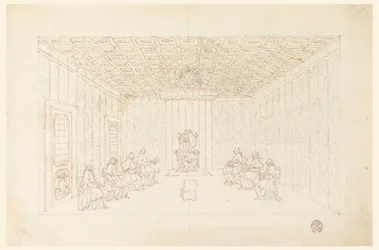 Dessin, le pape Benoît XIV lors d