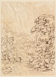 Dessin, route menant à une ville montagneuse, 1750-86