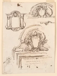 Dessin, Esquisses de cadres pour la sacristie de Saint-Pierre, 1740-58