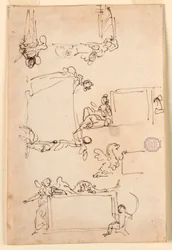Dessin, Esquisses pour une tablette, vers 1750
