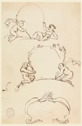 Dessin, Trois esquisses de cartouches, avant 1775