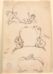 Dessin, Trois esquisses de cartouches, avant 1775
