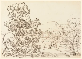 Dessin, paysage boisé, 1750-1770