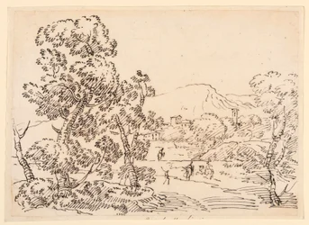 Dessin, paysage boisé, 1750-1770