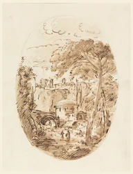 Paysage avec cavalier et pont