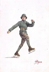 Homme seul patinant