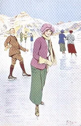 Patineurs sur la patinoire à Engelberg, Suisse