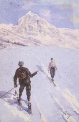 Skieurs sur le mont Rose, Suisse