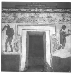 Caile Vipinas, reconstruction de la peinture murale étrusque dans la Tombe François à Vulci de c.320-280 av. J.-C.