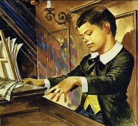 Albert Schweitzer enfant (lithographie couleur)