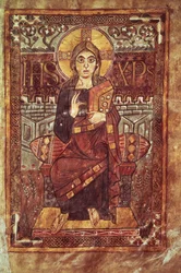 NAL 1203 fol.3 Christ en majesté, des Évangiles de Godescale, vers 781-783 après J.-C.