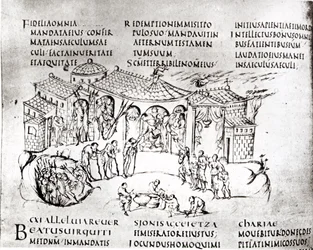 Diverses scènes illustrant un psaume, du Psautier d