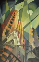 Ville dans des éclats de lumière