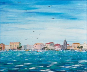 Scène de mer avec maisons, 1995