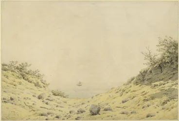 Vue sur la mer à travers les dunes