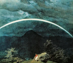 Détail de paysage de montagne avec arc-en-ciel, par Caspar David Friedrich (1774-1840)