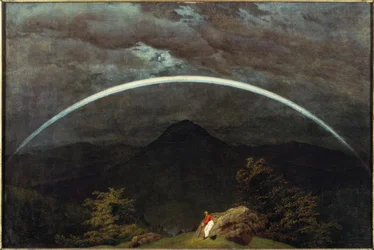 Paysage de montagne avec arc-en-ciel
