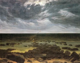 French : Bord de mer au clair de lune Seashore by Moonlight