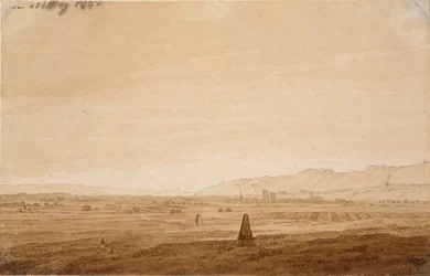 Paysage avec un obélisque