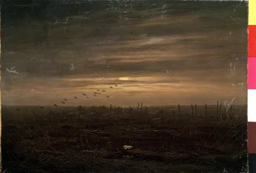 Les filets de pêcheurs. Paysage au coucher de soleil. Peinture de Caspar David Friedrich, 19e siècle, Musée de l