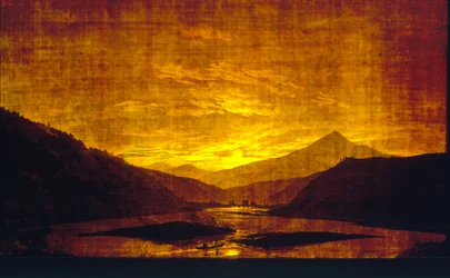 Paysage fluvial montagneux de nuit, 1830-35 (pendant de 242025)