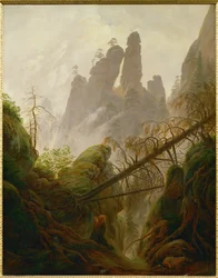 Paysage rocheux dans les Elbsandsteingebirge (peinture sur toile)