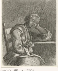 Fille endormie à table