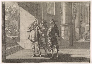Masaniello parle avec deux nobles dans une église, 1647