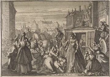 Femmes agenouillées à Paris devant la reine Anne, la suppliant de réduire les impôts, 1645