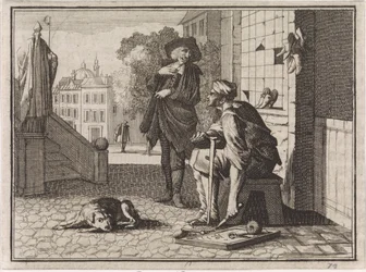 Un pauvre cordonnier en conversation avec un homme riche