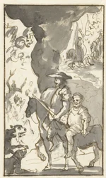 Don Quichotte et Sancho Panza passant devant une forge