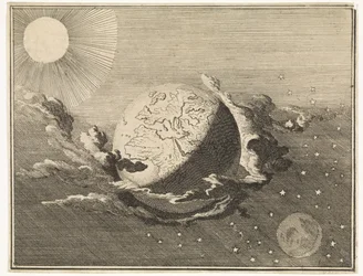 Univers avec terre, soleil, lune et étoiles