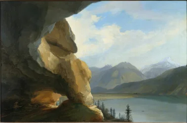 Vue de la grotte de Beatus sur le lac de Thoune et la Schynige Platte