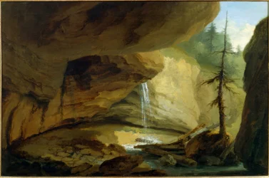 Grotte rocheuse avec cascade