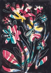 Fleurs rayées colorées