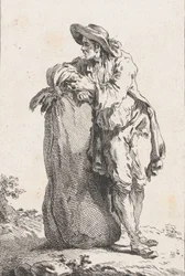 Paysanne appuyée sur un sac de grain, 1758