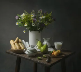 Nature morte estivale rustique