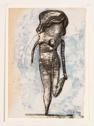 Poupée sur une jambe, 2014 (monoprint et peinture acrylique)