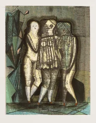 Trois grâces, 2014 (lithographie mokulito avec coloriage à la main)