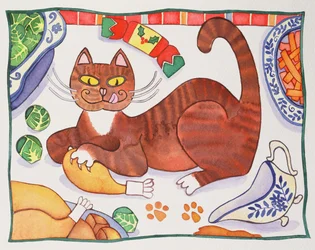 Chat de Noël et la dinde